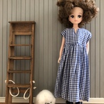 リカちゃん服＊キーネックワンピ・ブルー