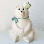 【しろくま貯金箱】青りんごの帽子と葉っぱチョーカーの2点セット