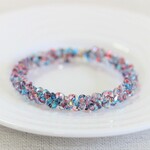「受注生産」ファルファーレビーズデザイン ワンタッチブレスレット（ブルーピンク）