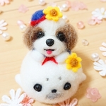 羊毛フェルト アザラシ シーズー ♬.*ﾟ 犬 ぬいぐるみ