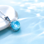 海色ひと粒ネックレス 色が変わる 〜ocean blue〜 海 オーシャン アクア マリン ブルー 夏 水色 水