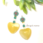 2点限定☆300円☆大ぶりイエローハート☆チェコフラワーのピアス/イヤリング