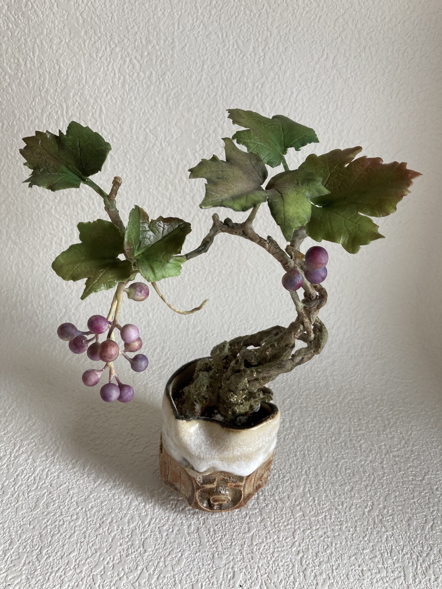 クレイクラフト葡萄の入れ物ハンドメイド クレイクラフト葡萄の入れ物ハンドメイド