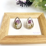 ◆押し花◆ビオラのドロップピアス／イヤリング