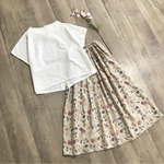 YUWA×鎌倉スワニー キナリ お花 の かわいく 上品な ギャザースカート