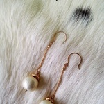 コットンパールのロングピアス（イヤリング可）