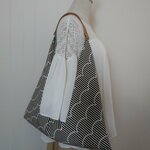 お手頃サイズ♡あずま袋♡エコバッグにも♡ストライプ＆なみなみ/ブラック