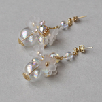 しゃぼん玉とお花のゴールドイヤリング/ピアス