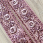 インド刺繍リボンᢂワントーンフラワー【あずき】インド刺繍/刺繍リボン/リボン/シルクリボン/トリム/ブレード/ジャガードリボン/チロリアンテープ/レース/チュール