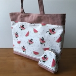 [014toka様ご注文品] スイカとハチワレ猫のトートバッグ+がま口