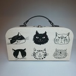 猫好きさんに★トランク型BOX（裁縫箱、お道具箱にも)
