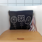 はな刺繍のポーチ【紺】