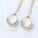 受注製作☆組み合わせを楽しめるつぶつぶ天然石のアメリカンチェーンピアス