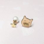 ピンクの豚さん、隠れ真珠つきピアス♪