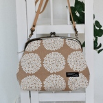 がま口ショルダーバッグ 北欧花柄　ベージュ