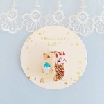 お祭りハリネズミ ブルーハワイのかき氷バージョン　手刺繍ブローチ