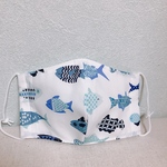 【子供用】　冷たいマスク　立体布マスク　冷感素材　北欧風　魚　さかな　サカナ