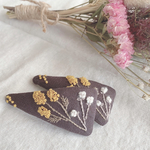 ミモザ　綿花　刺繍　パッチンピン✿