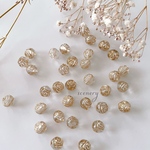 30pcs ＊10mm アンティーク調ローズ柄 アクリルビーズ クリアゴールド   （0062）