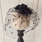 ドール用ベール付き染め花のヘッドドレス（L・ブラック)