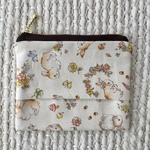 うさぎポケットティッシュケース付きポーチ、ナチュラルバニーズファスナーポーチ付きティッシュカバー、Bunnies & birds zippered pouch with tissue cover