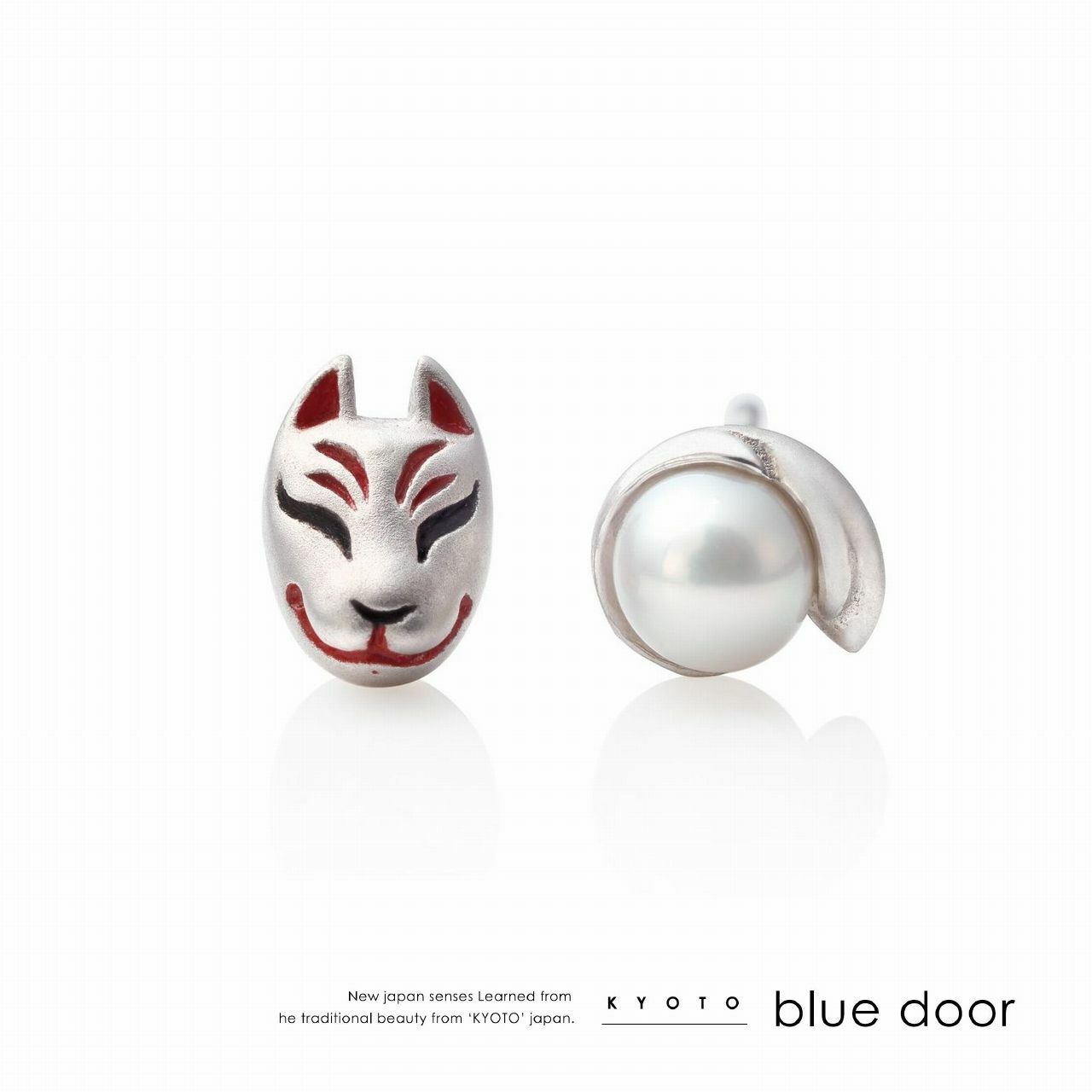 KITSUNE/キツネ'ピアス【K10,パール,狐】 - BLUE-DOOR'S GALLERY
