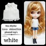 リカちゃん 服 プリーツトップス オビツ23ｃｍ ドール服 リカちゃんの服 ノースリーブ トップス ブライス ネオブライス 春夏 ホワイト リアルクローズ 1/6ドール アウトフィット OF