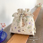 【SUMMER SALE＆送料無料】＊巾着ポーチ＊- Milky rabbit - オリジナルリボン付き巾着ポーチ -♡…。