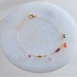 ávexti bracelet：天然石ブレスレット　レッドガーネット×ルビー×アメジスト×ルビー×オプシディアン
