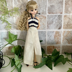 リカちゃん　服　リネンのロングスカート　オフホワイト