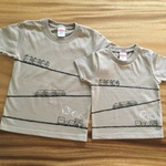 らくがきＴシャツ　電車(サンドカーキ90cm)