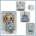 イルメール イーマリーちゃん 苺刺繍のブルーストライプなセットコーデ(カゴバッグ付き)