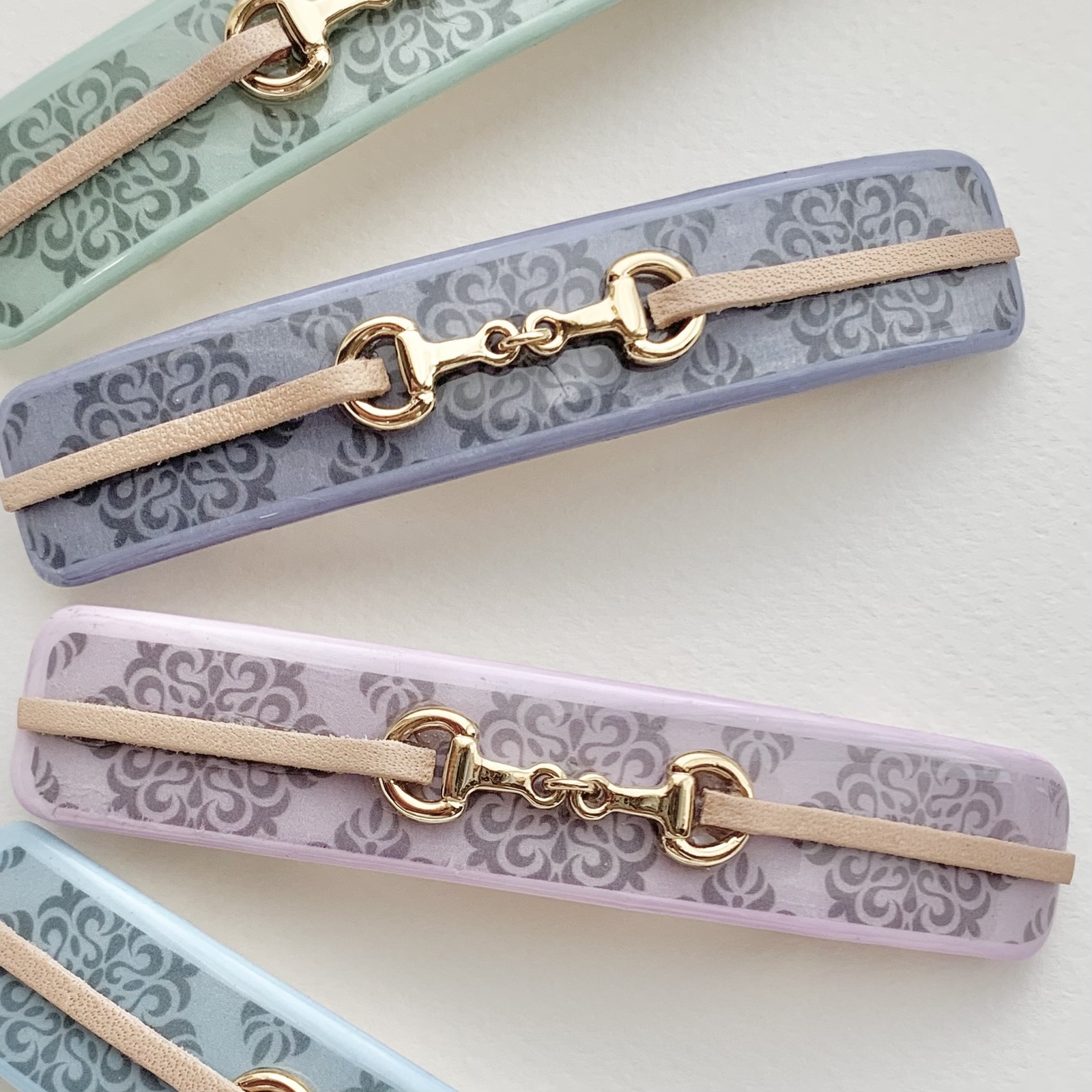 1500円 ブルー系バレッタ金具6cm ヘアアクセサリー 本物花プリザーブド