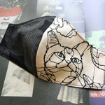 【モノトーン×猫】立体マスク フィルターポケットつき