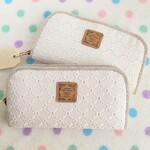 アンティーク風　コットンレースのラウンドファスナー長財布　Sファスナー