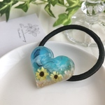 .*･ﾟミニ向日葵(ひまわり)×海 レジン ヘアゴム  ♯50.ﾟ･*.