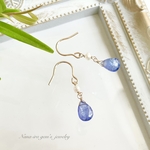 14kgf tanzanite × pearl pierce