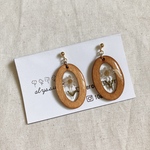 dry flower wood frame pierce/ドライフラワー  レジン