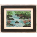 和紙ちぎり絵『奥入瀬渓流』葉書サイズ原画