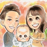 幸*色紙に３名描き