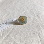 dryflower ring blue square/ドライフラワー  レジン