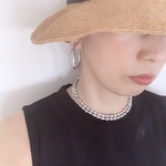 7Aug20＊楕円 シルバーフープ イヤリング シンプル