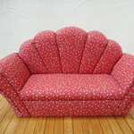 ブライス用　バービー用　1/6ドール用ソファー　ドール家具　レッド小花柄Ａタイプ