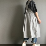■バッククロスワンピース■コットンリネン■薄グレー