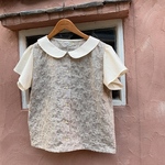 刺繍レースのおしゃれブラウス(ベージュ、受注制作)