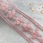 1m 　ピンクパープル　  刺繍リボン    レース ブレード 