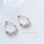 【受注製作】ダイヤモンドとフローライトのドロップリングピアス