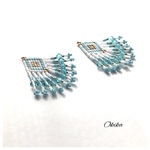 《18’》スワロフスキー×ビーズピアス《White× Turquoise》
