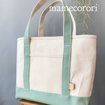 6号倉敷帆布トートバッグ　キナリ×ミントグリーン