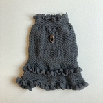 犬服　手編み　コットン　グレー